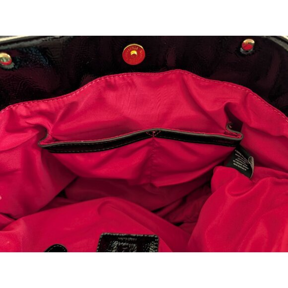 Anne Klein Canvas Tote Bag Patent Leather Handles Rope Trim W/ Accessory Pouches - Picture 14 of 16